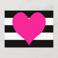 Corazón rosado caliente de franjas blanco y negro