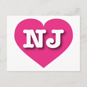 Postal Corazón rosado caliente de Nueva Jersey - Amo NJ