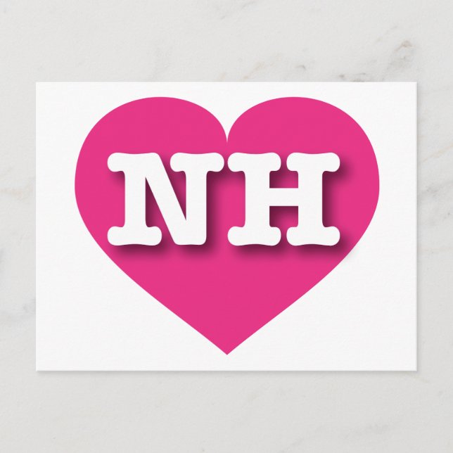 Postal Corazón rosado caliente de Nuevo Hampshire - Amo N (Anverso)
