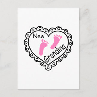 Postal Corazón rosado de la nueva abuela