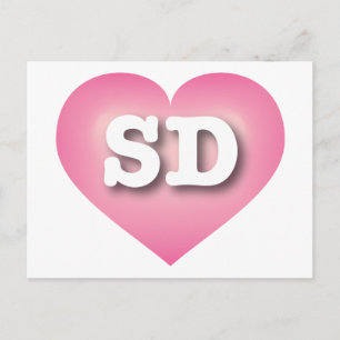 Postal Corazón rosado de moda de Dakota del Sur - Amo el
