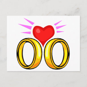 Postal Corazón sobre anillos Bodas