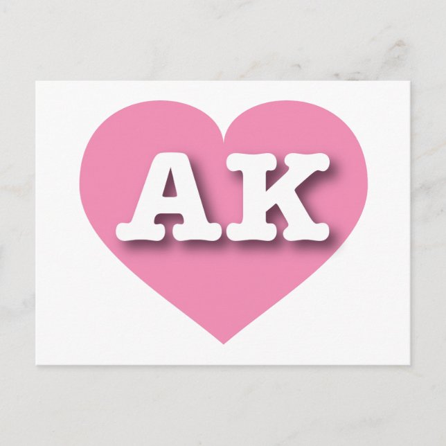 Postal Corazón Sólido Rosa de Alaska - Amo AK (Anverso)