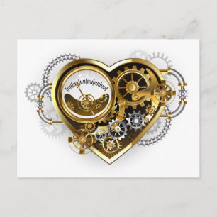 Postal Corazón Steampunk con un Manómetro