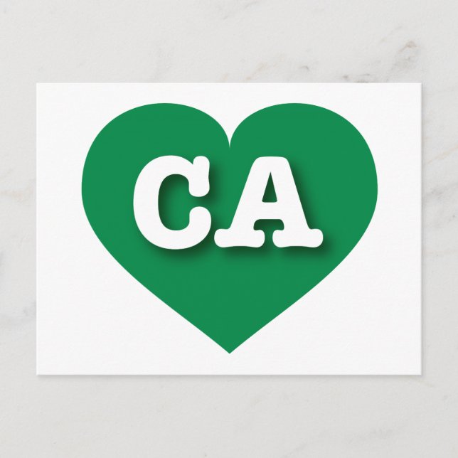 Postal Corazón Verde de California - Amo CA (Anverso)