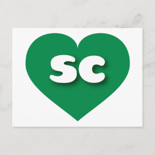 Postal Corazón verde de Carolina del Sur - Amo sc