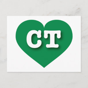Postal Corazón verde de Connecticut - Amo el CT