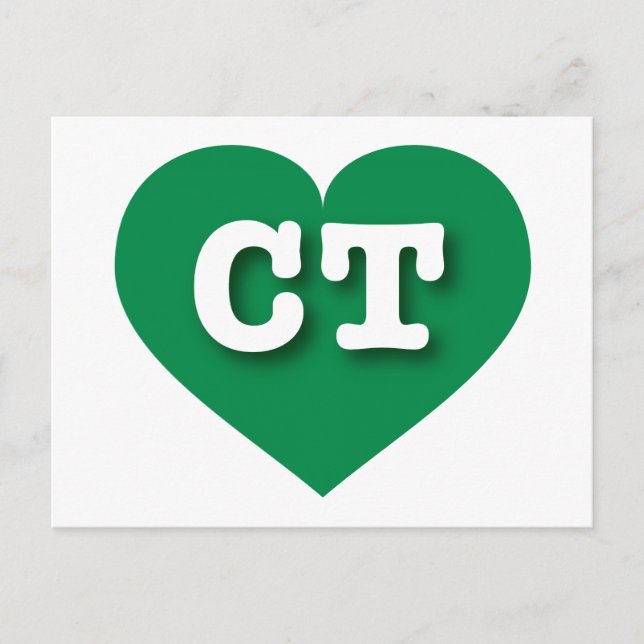 Postal Corazón verde de Connecticut - Amo el CT (Anverso)