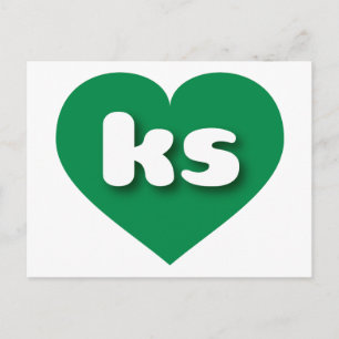 Postal Corazón verde de Kansas - Amo a los