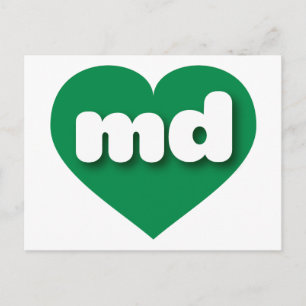 Postal Corazón verde de Maryland - Amo el Md