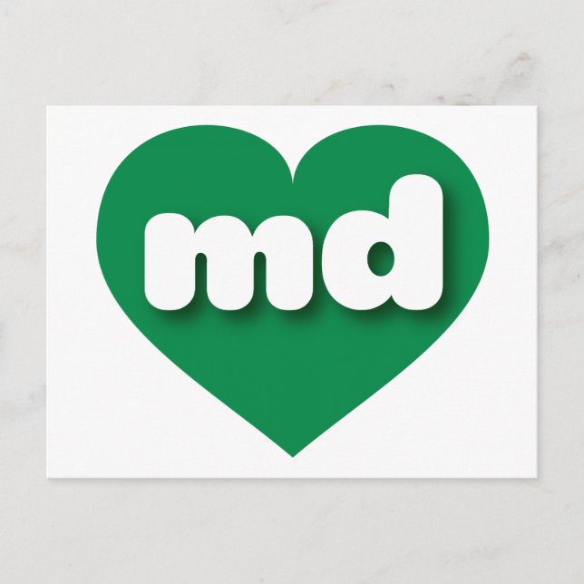 Postal Corazón verde de Maryland - Amo el Md (Anverso)