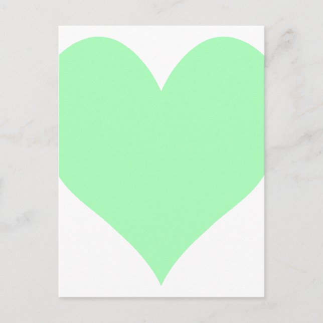 Postal Corazón verde de menta suave (Anverso)