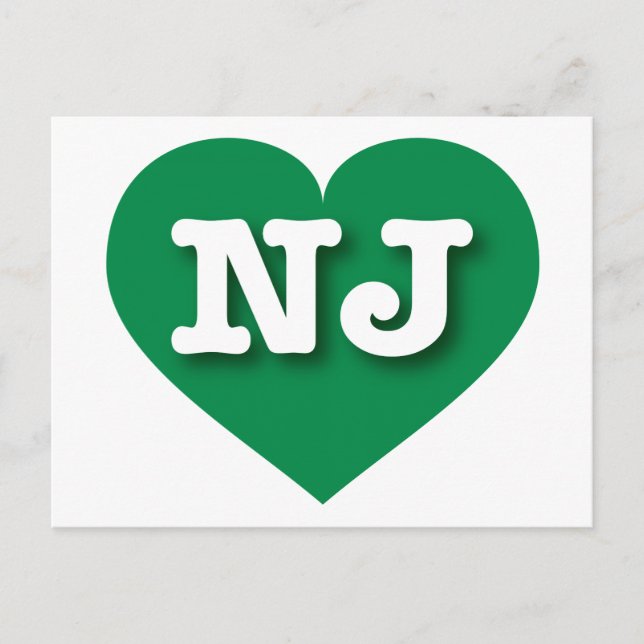 Postal Corazón verde de Nueva Jersey - Amo NJ (Anverso)