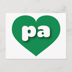 Postal Corazón verde de Pensilvania - Amo a pa