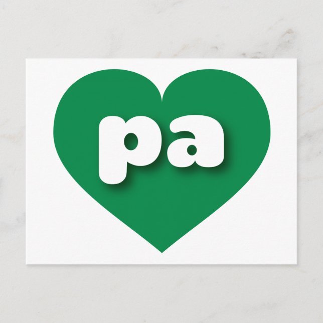 Postal Corazón verde de Pensilvania - Amo a pa (Anverso)