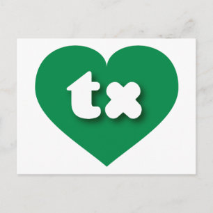 Postal Corazón verde de Texas - Me encanta el tx