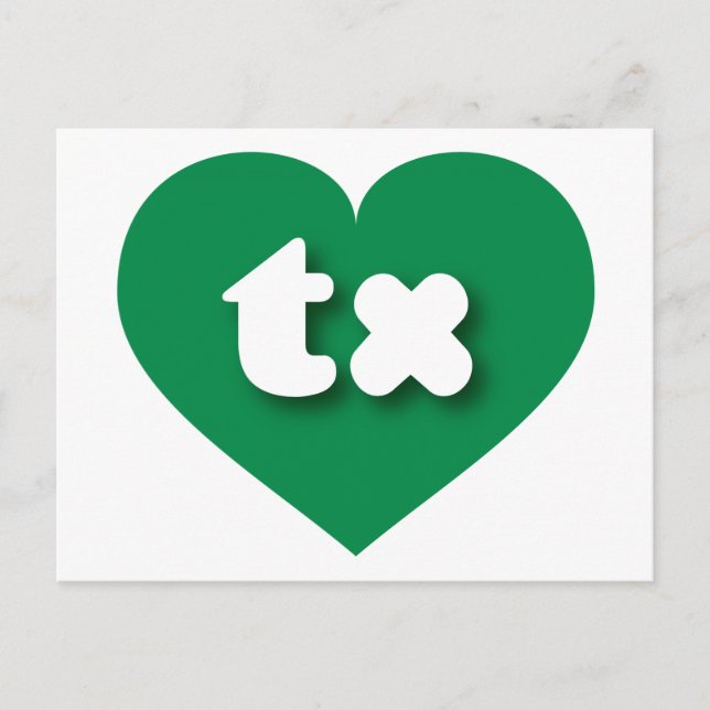 Postal Corazón verde de Texas - Me encanta el tx (Anverso)