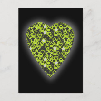 Postal Corazón Verde. Diseño de Corazón con Patrones.