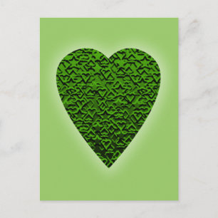 Postal Corazón Verde. Diseño de Corazón con Patrones.