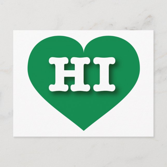 Postal Corazón verde hawaiano - Amo HI (Anverso)