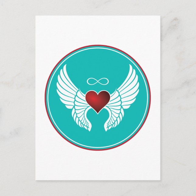 Postal Corazón volador infinito (Anverso)