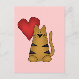 Postal Corazón y camisetas y regalos rayados del gato
