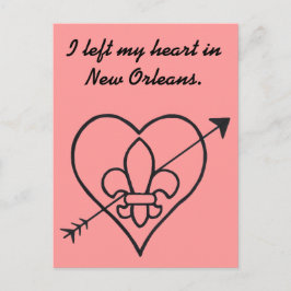 Postal Corazón y flor de lis del amor de New Orleans