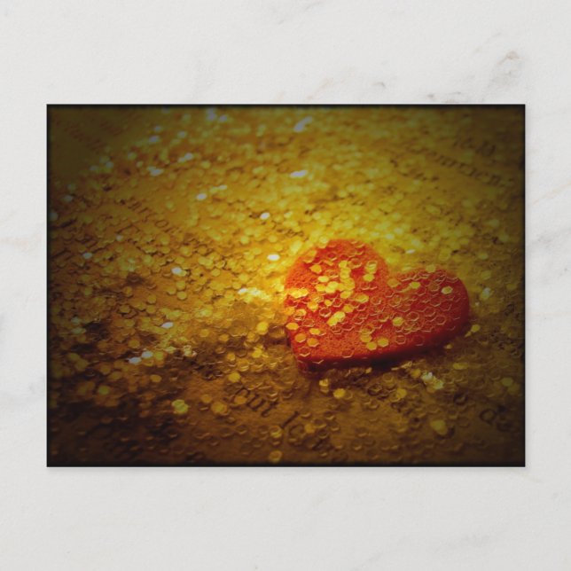 Postal Corazón y Purpurina en la página del libro de cose (Anverso)