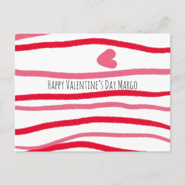 Postal Corazón y rayas de San Valentín de pátero (Anverso)