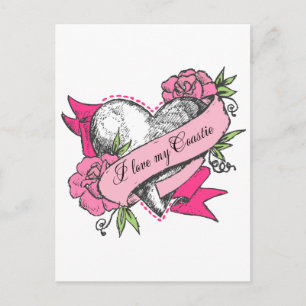 Postal Corazón y Rosas