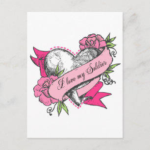 Postal Corazón y Rosas