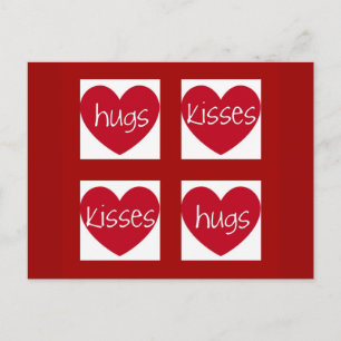 Postal Corazones, abrazos y besos