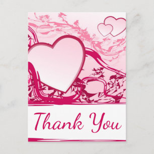 Postal Corazones abstractos de agradecimiento rosados - f