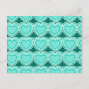 Postal Corazones abstractos modernos - Aqua y turquesa