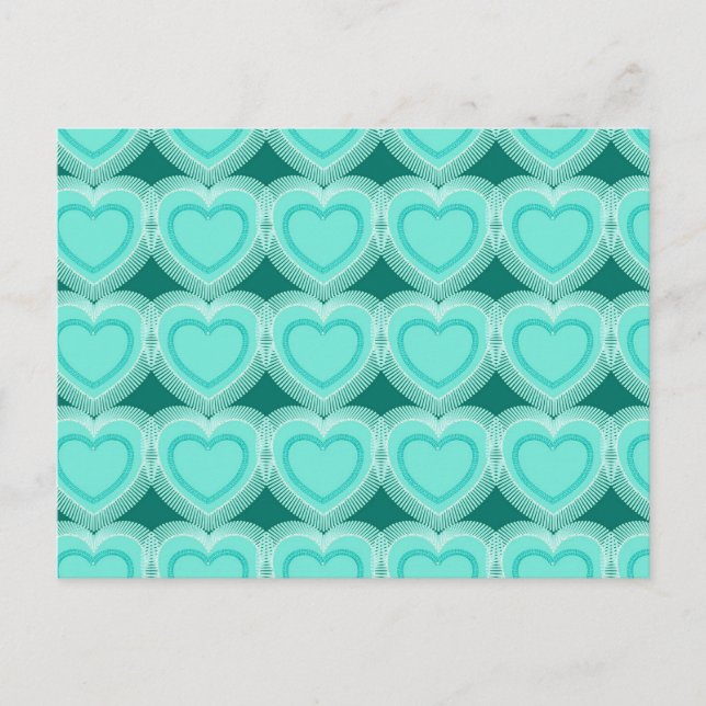Postal Corazones abstractos modernos - Aqua y turquesa (Anverso)