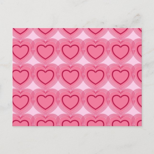 Postal Corazones abstractos modernos - Azalea rosa (Anverso)