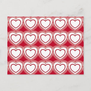 Postal Corazones abstractos modernos - rojo y blanco