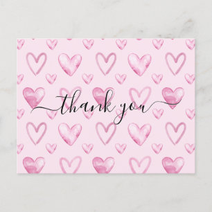 Postal Corazones acuarela Rosa Claro Baby Shower Agradeci