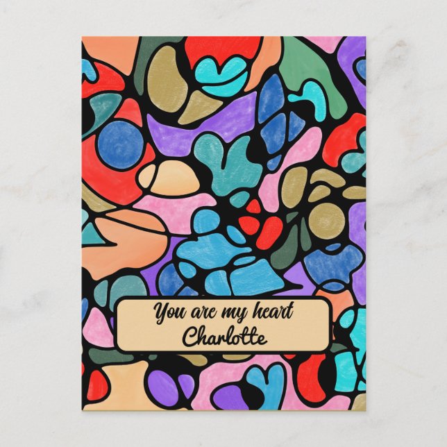 POSTAL CORAZONES ACUARELAS DIGITALES NEUROGRÁFICAS (Anverso)