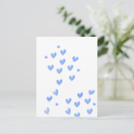 Postal Corazones adorables de acuarela azul