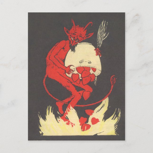 Postal Corazones ardientes de Krampus (Anverso)