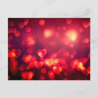 Postal Corazones Bokeh Rojos