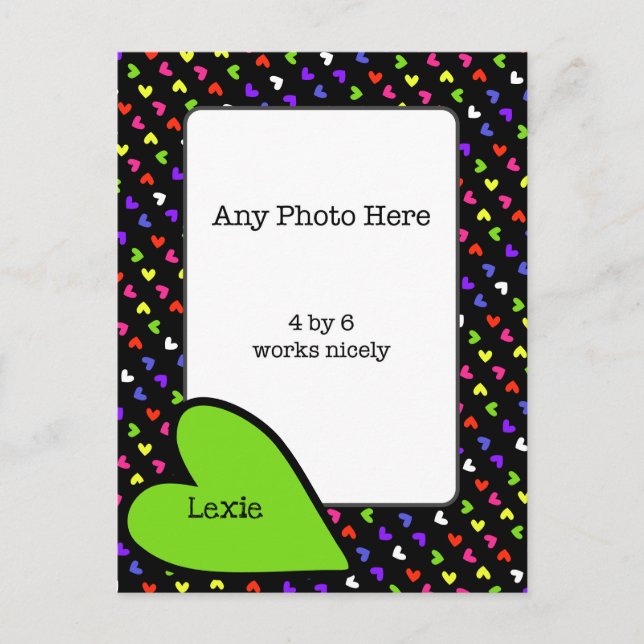 Postal Corazones brillantes alrededor de mi foto (Anverso)