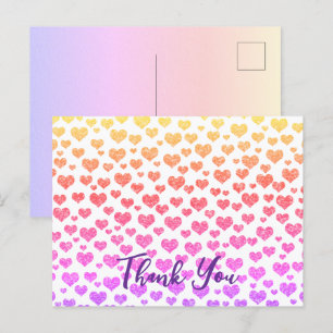 Postal Corazones Brillantes Arcoíris Faux Brillo Personal