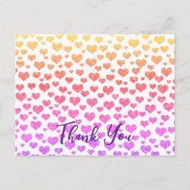 Postal Corazones Brillantes de Purpurina Falsa Arcoíris C