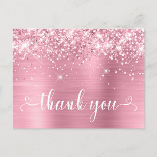 Postal Corazones Brillantes Rosa Dulces 16 Gracias