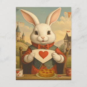 Postal Corazones Caprichosos del Conejo Blanco Encantado 