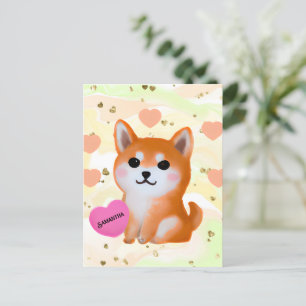 Postal Corazones chiba inu   Para Perro Lover