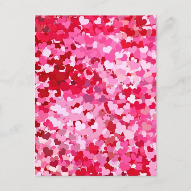 Postal Corazones confetti rosadas (Anverso)