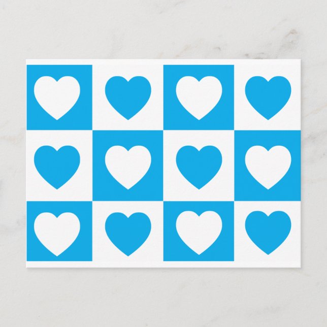 Postal Corazones controlados - Azul cian (Anverso)